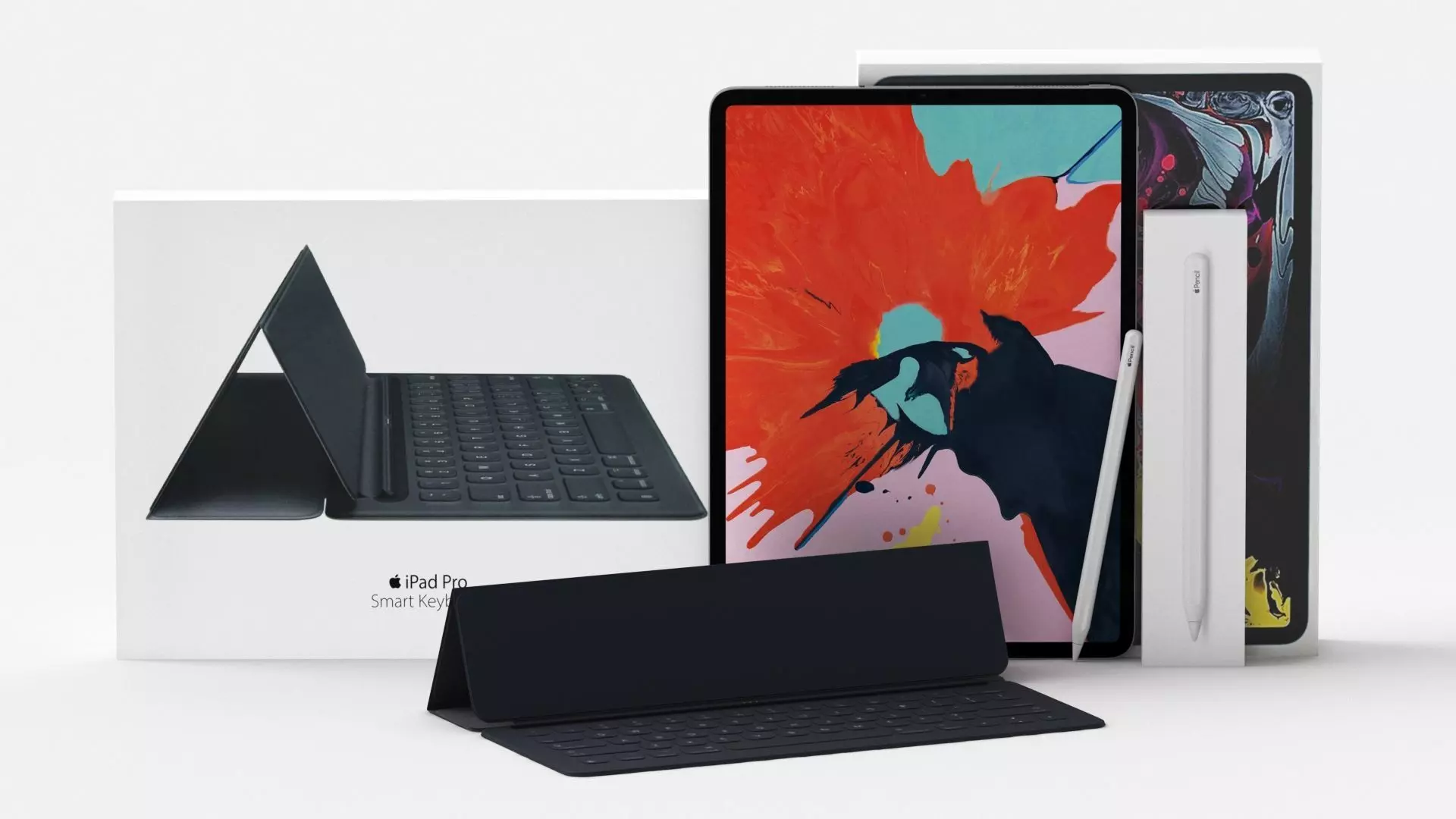 Apple iPad Pro 12-9 Inch Smart Keyboard Pencil Bundle With Box 3D model_0