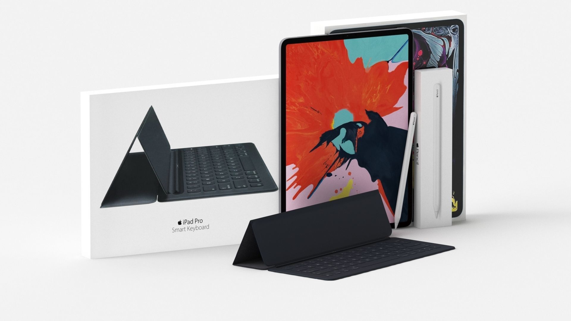 Apple iPad Pro 12-9 Inch Smart Keyboard Pencil Bundle With Box 3D model_1