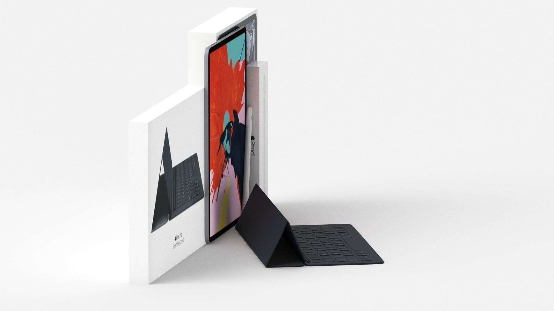 Apple iPad Pro 12-9 Inch Smart Keyboard Pencil Bundle With Box 3D model_18