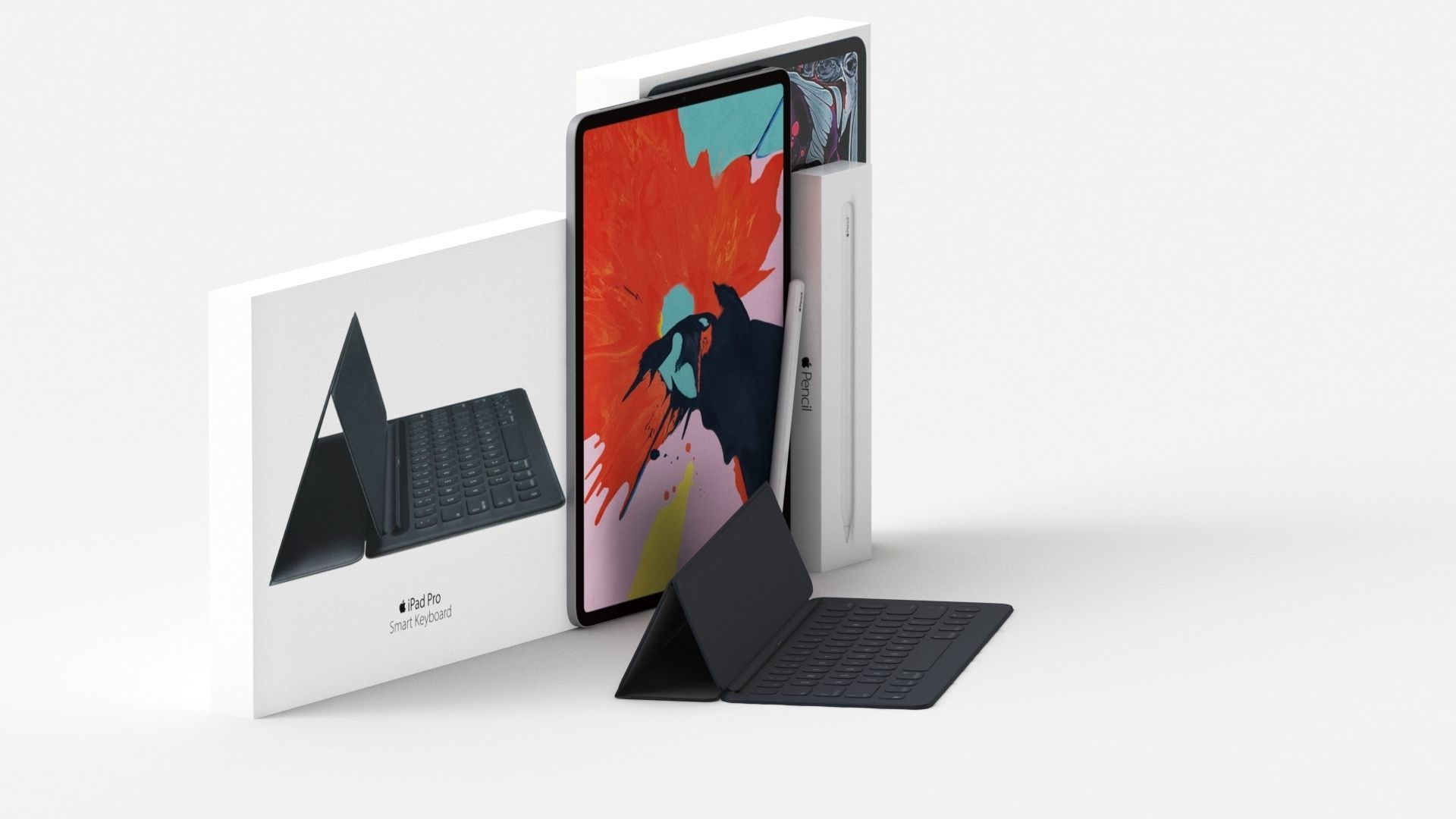 Apple iPad Pro 12-9 Inch Smart Keyboard Pencil Bundle With Box 3D model_17