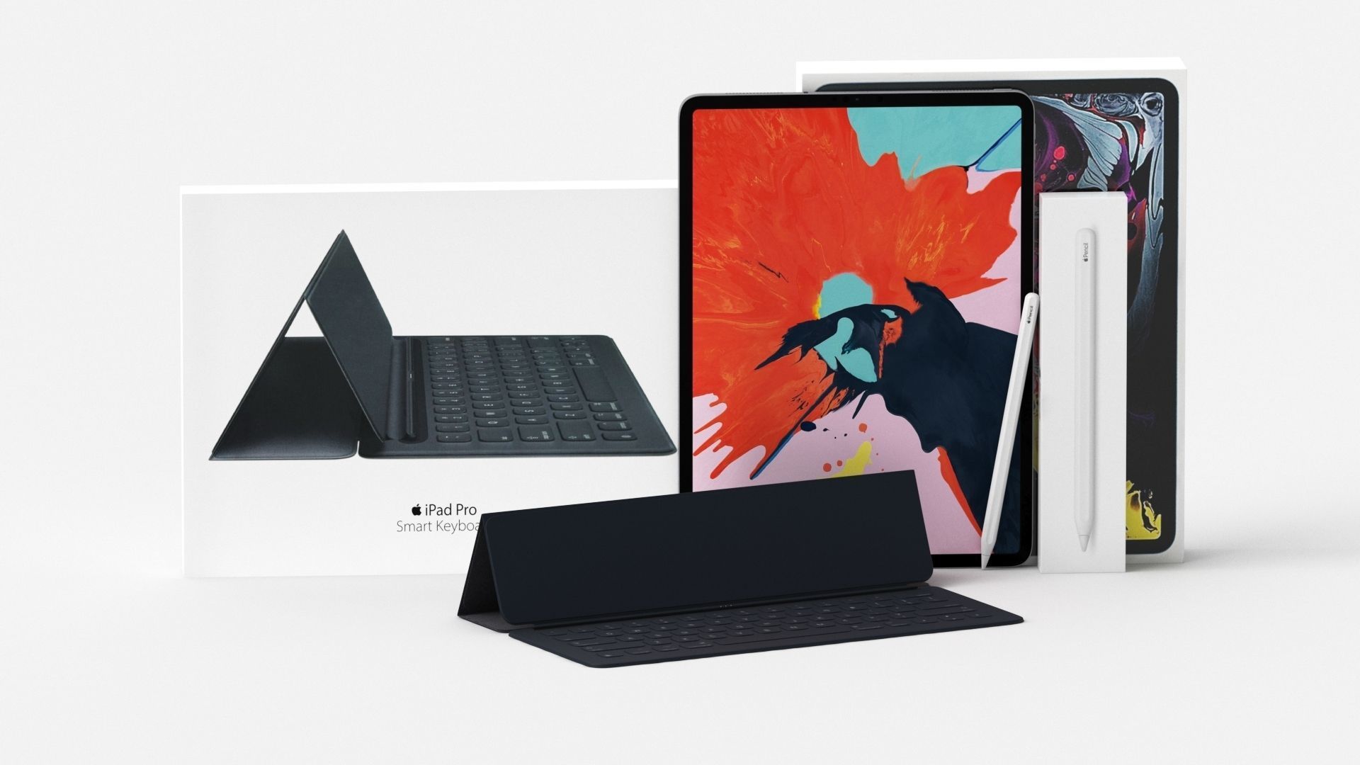 Apple iPad Pro 12-9 Inch Smart Keyboard Pencil Bundle With Box 3D model_30