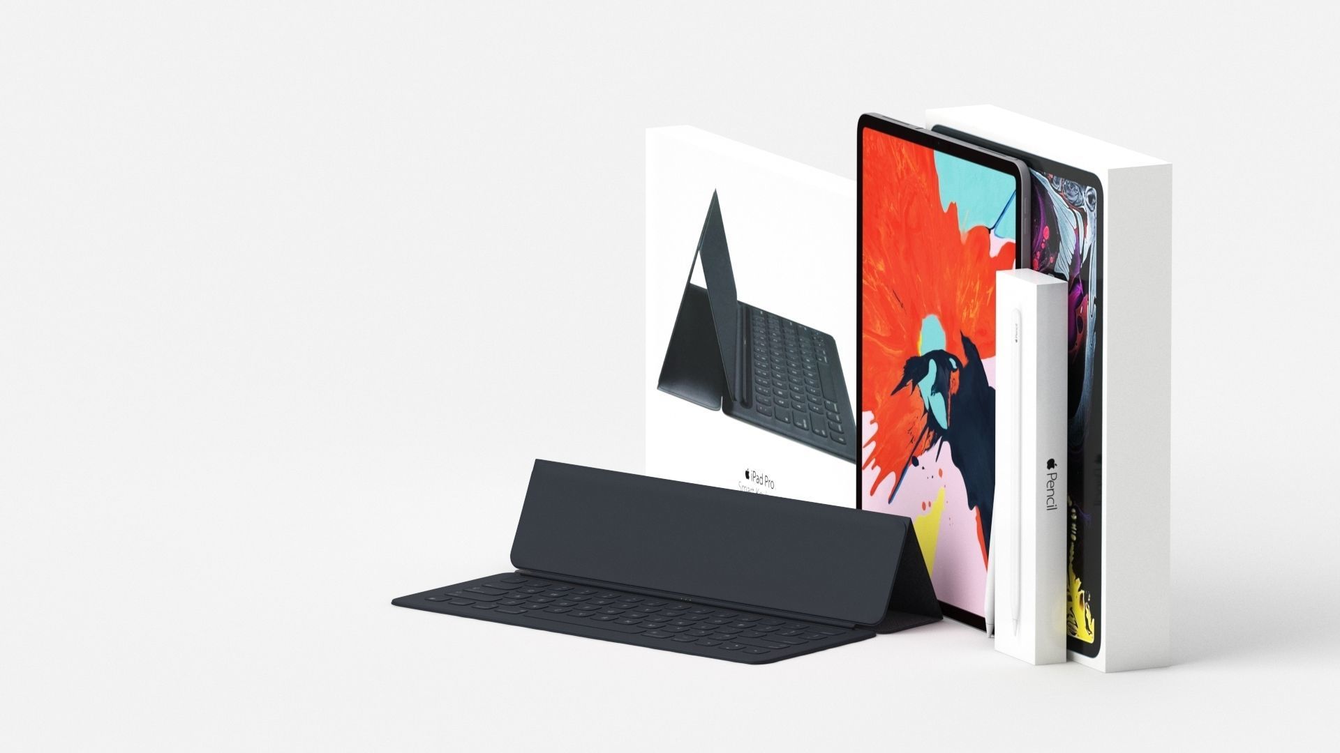 Apple iPad Pro 12-9 Inch Smart Keyboard Pencil Bundle With Box 3D model_26