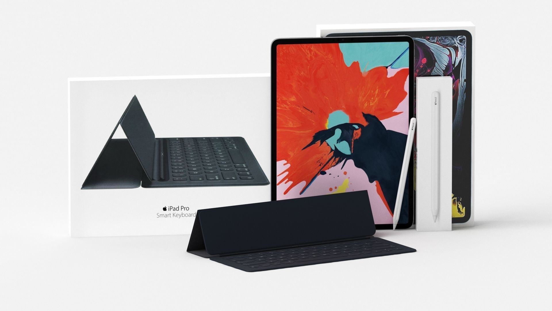 Apple iPad Pro 12-9 Inch Smart Keyboard Pencil Bundle With Box 3D model_31