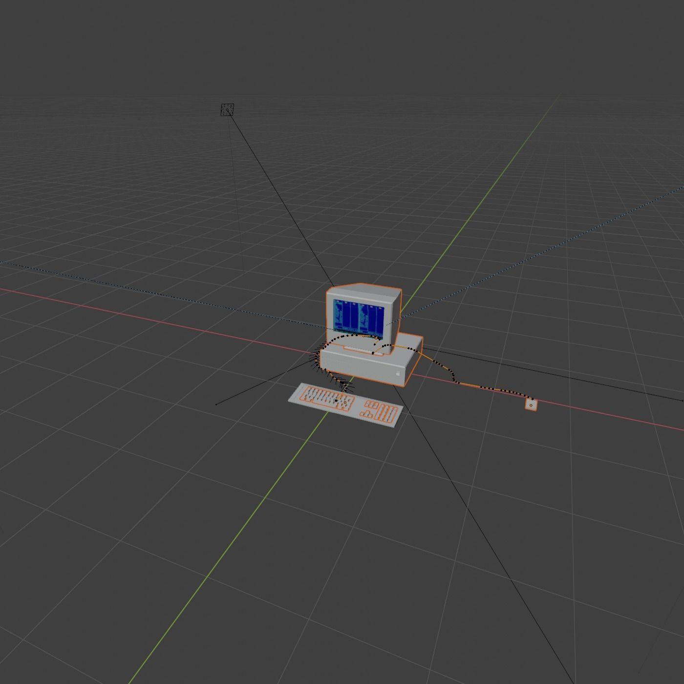 Old computer Low-poly 3D model_1