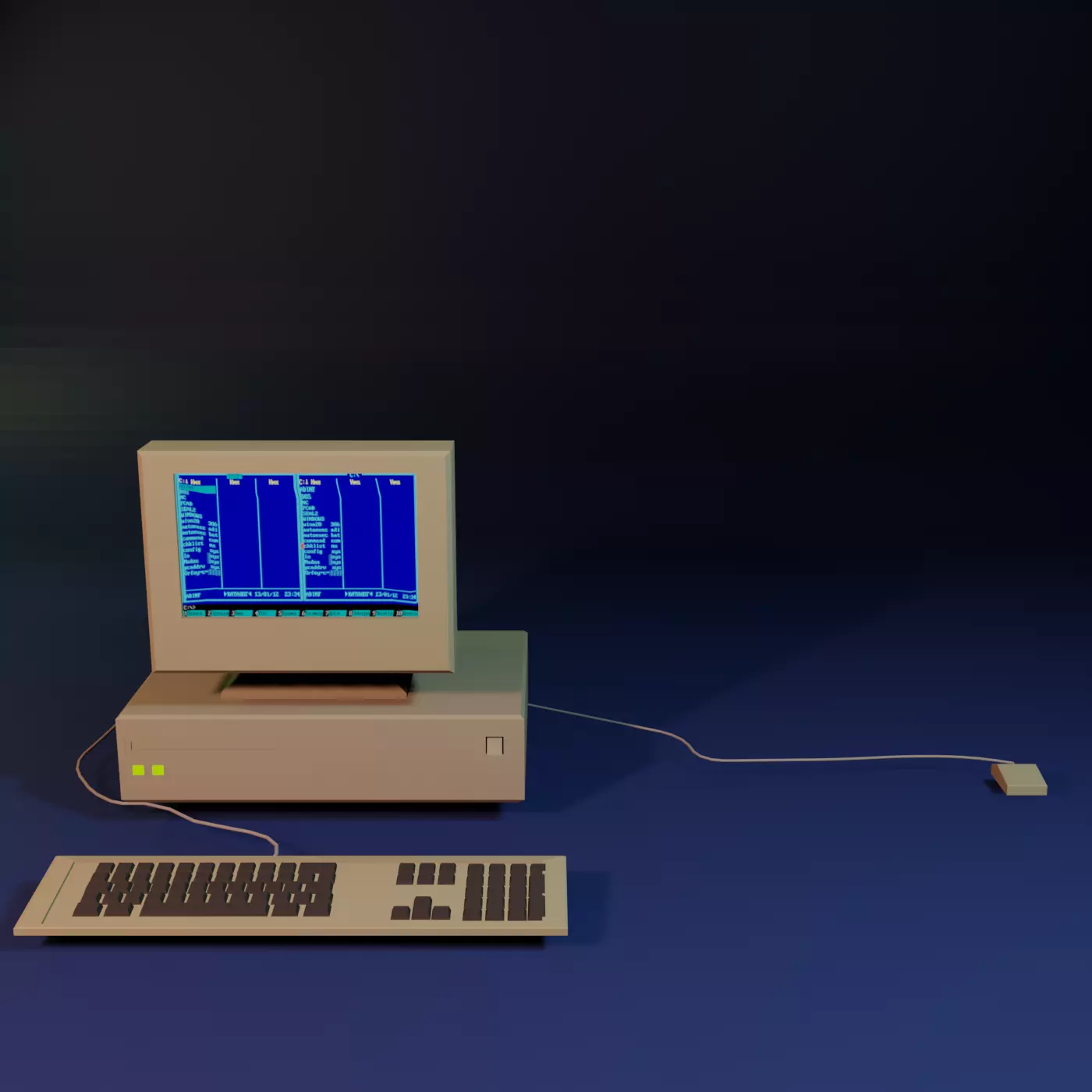 Old computer Low-poly 3D model_0