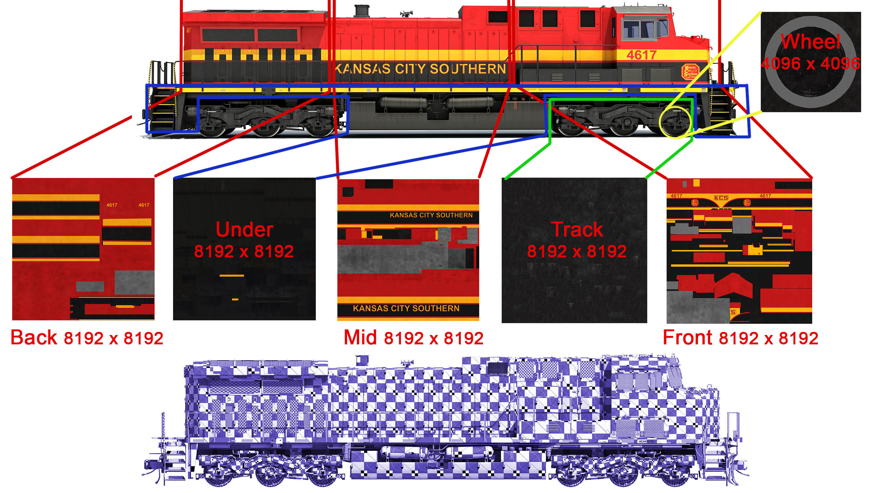 Kansas City Southern Locomotive 3D model_7