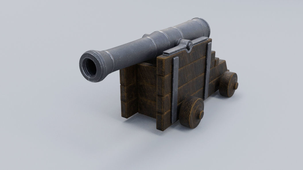 Low poly Cannon Low-poly 3D model Low-poly 3D model_3