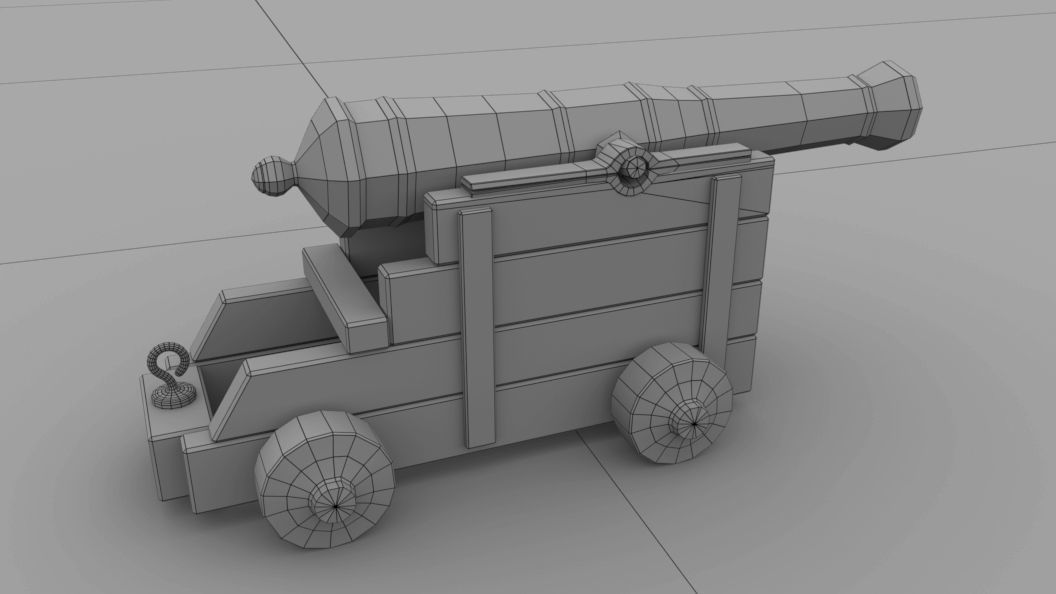 Low poly Cannon Low-poly 3D model Low-poly 3D model_7