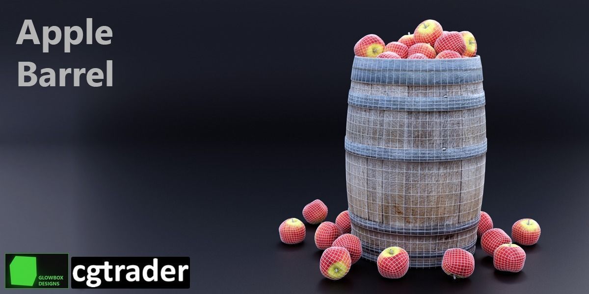 Apple Barrel Low-poly 3D model_1