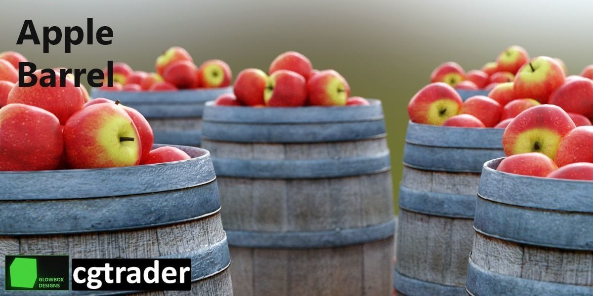 Apple Barrel Low-poly 3D model_3