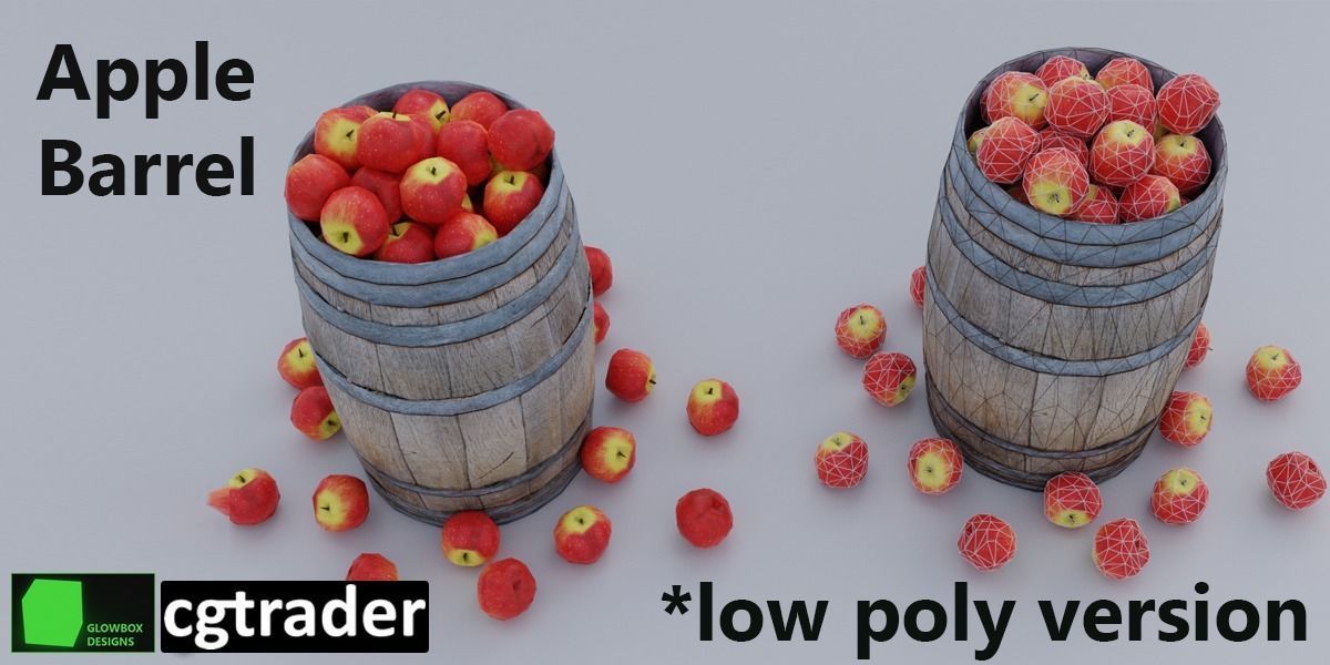 Apple Barrel Low-poly 3D model_4