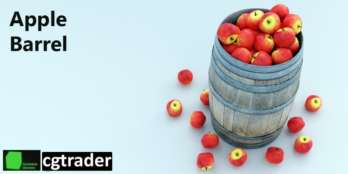 Apple Barrel Low-poly 3D model_2