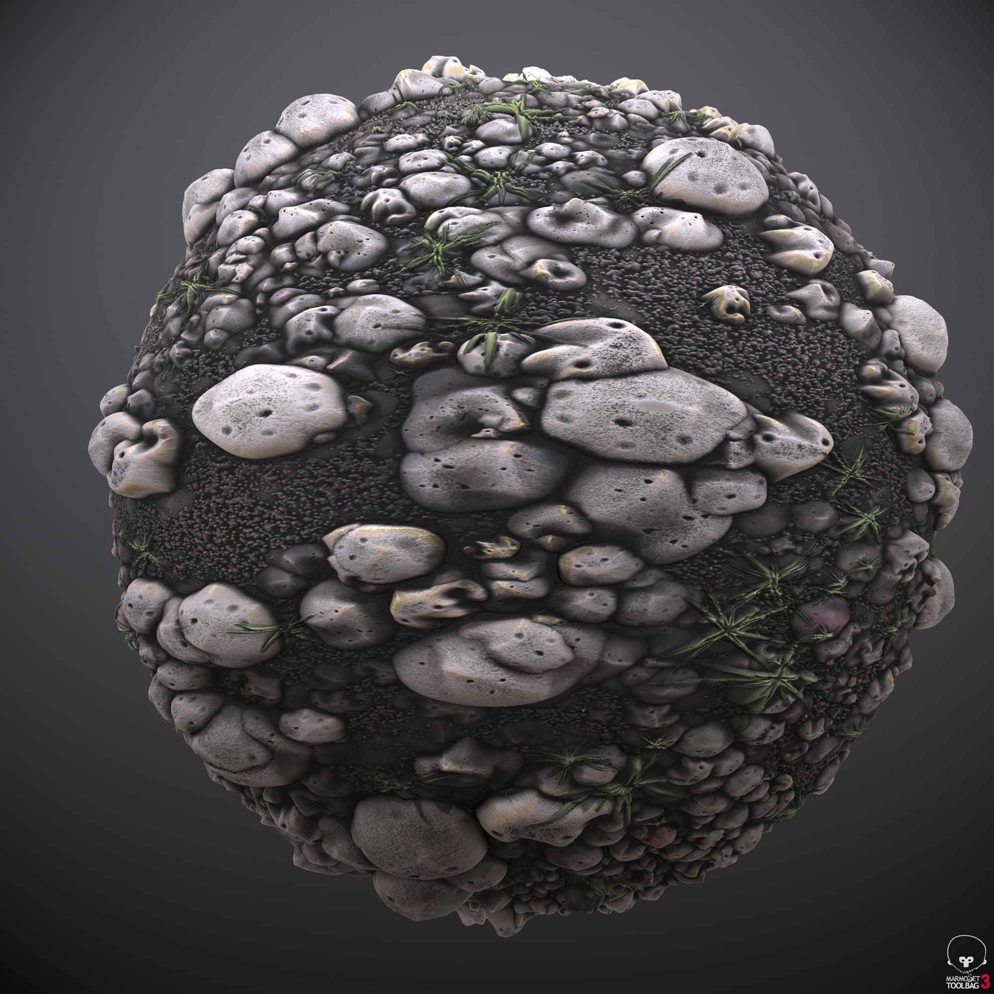 Pebble rocks and grass Texture_2