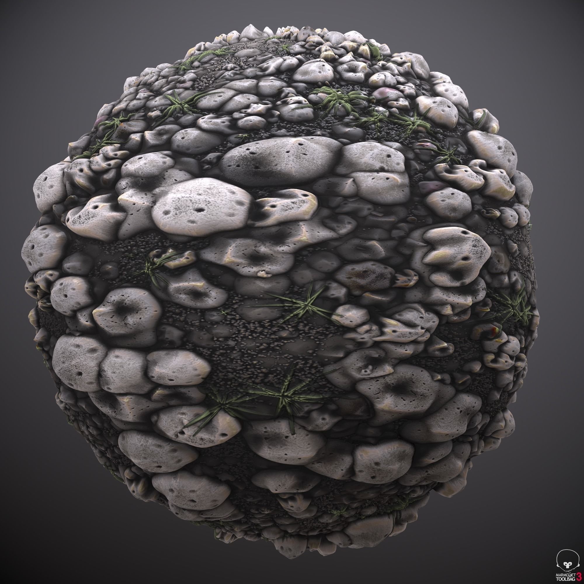 Pebble rocks and grass Texture_4