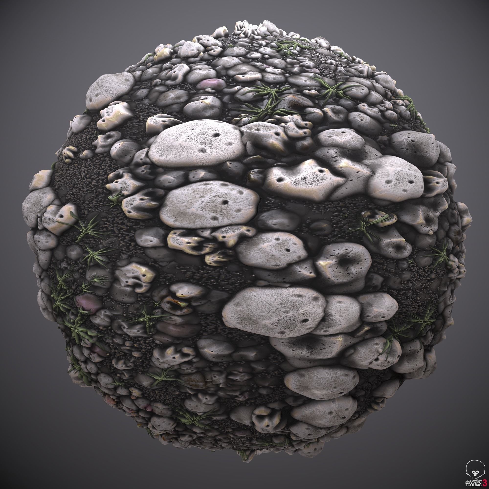 Pebble rocks and grass Texture_3