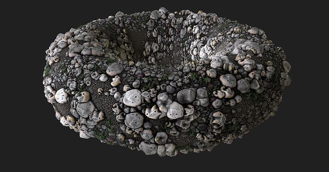 Pebble rocks and grass Texture