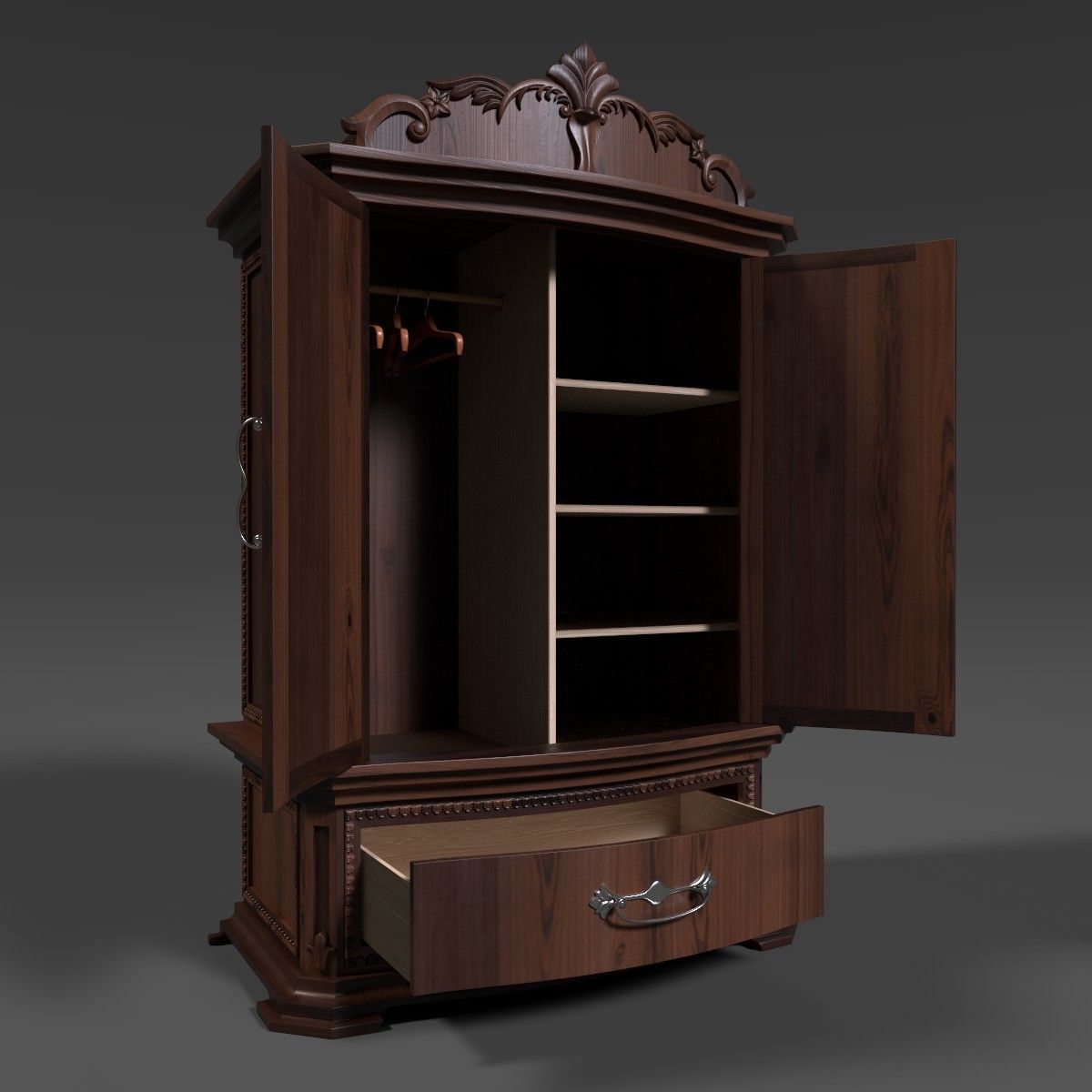 French Armoire - 6 versions Low-poly 3D model_6