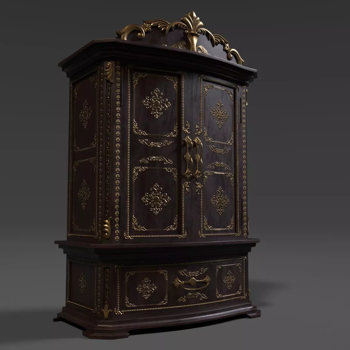French Armoire - 6 versions Low-poly 3D model_0