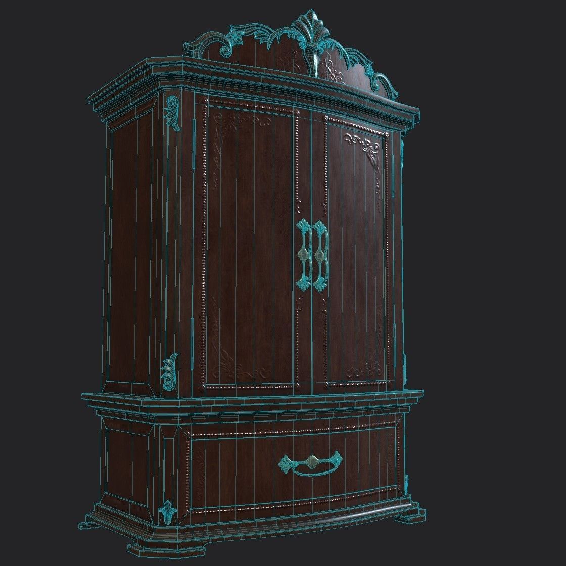 French Armoire - 6 versions Low-poly 3D model_9