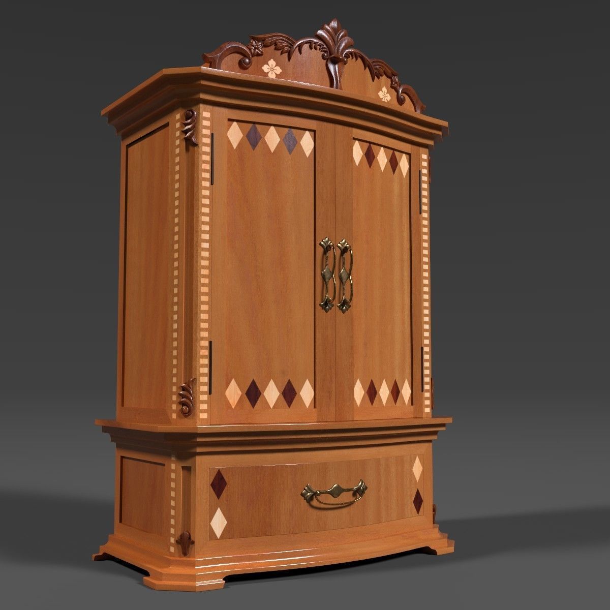 French Armoire - 6 versions Low-poly 3D model_5