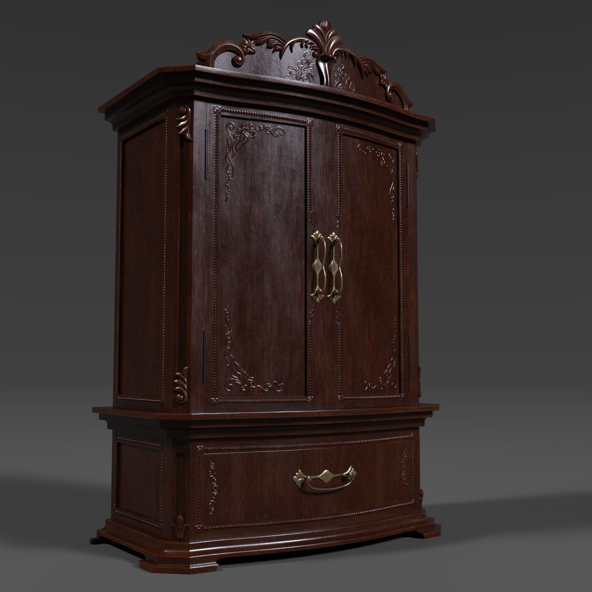 French Armoire - 6 versions Low-poly 3D model_1