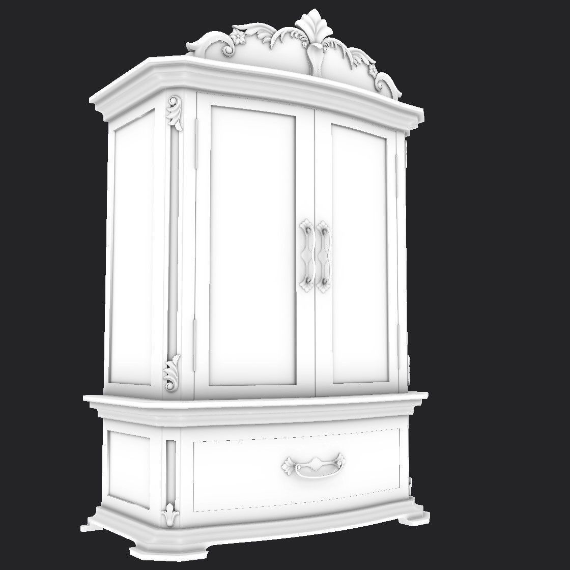 French Armoire - 6 versions Low-poly 3D model_11