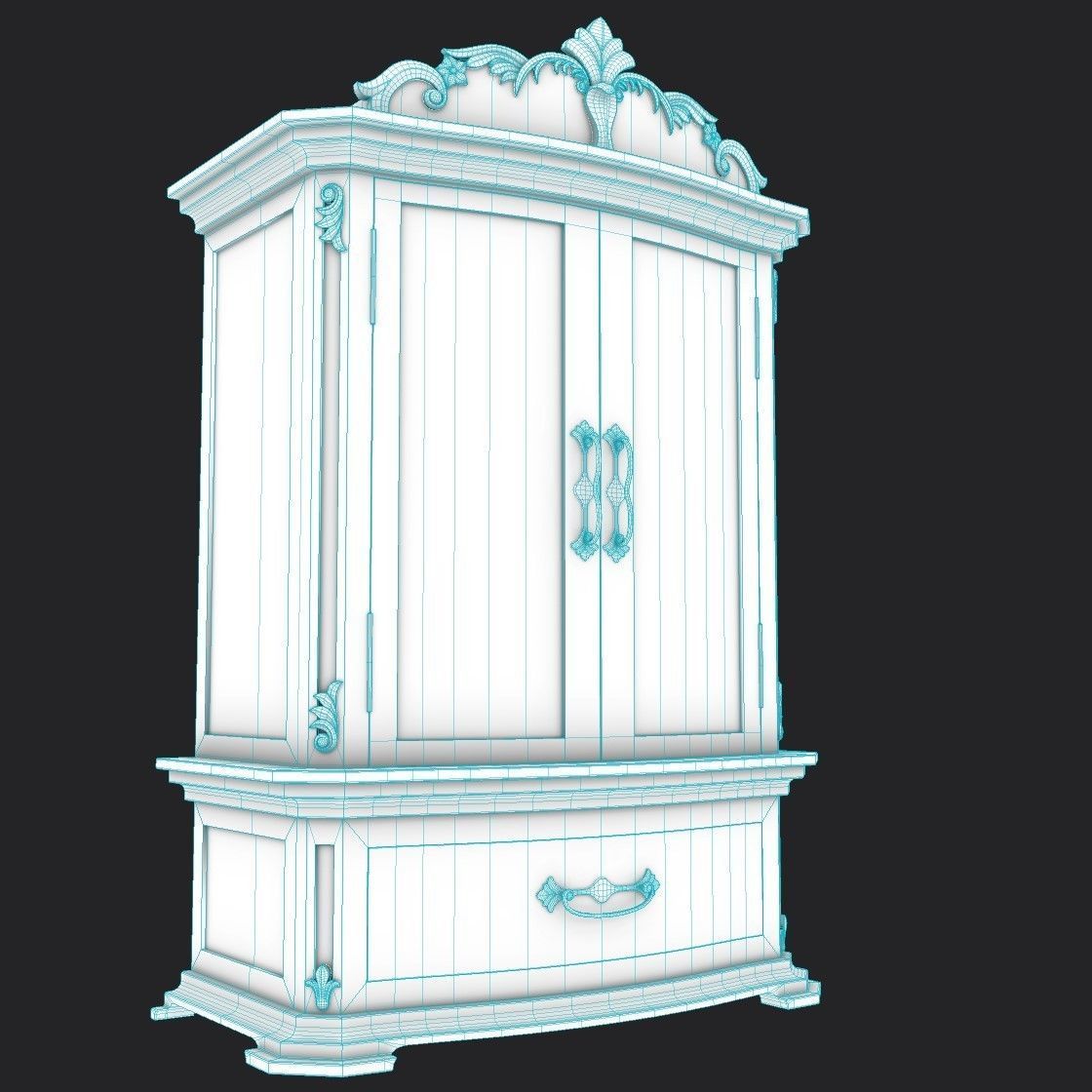 French Armoire - 6 versions Low-poly 3D model_8