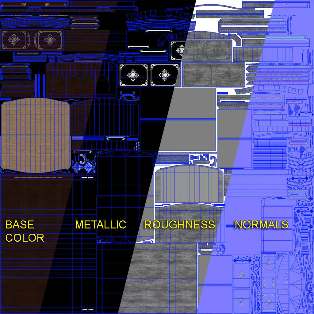 French Armoire - 6 versions Low-poly 3D model_12