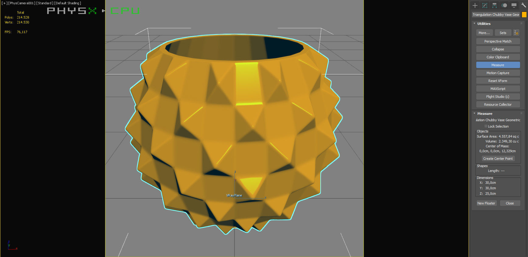 Triangulation Chubby Vase Geometric Shape 3D Print Model 3D print model_4