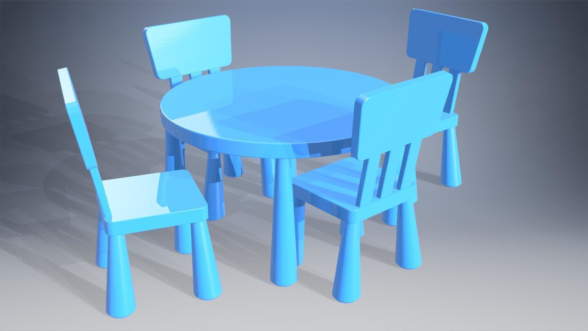 Child table with chairs 3D Model Collection_3