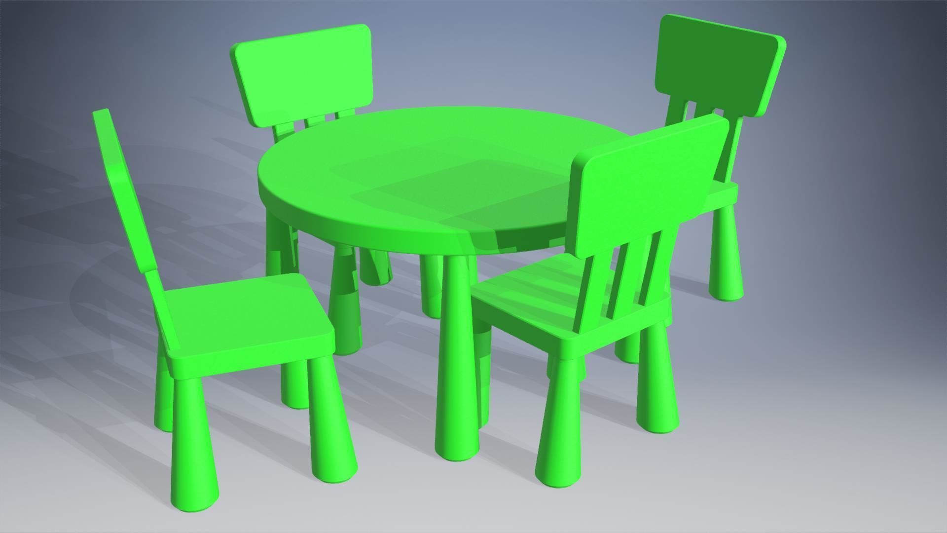 Child table with chairs 3D Model Collection_4
