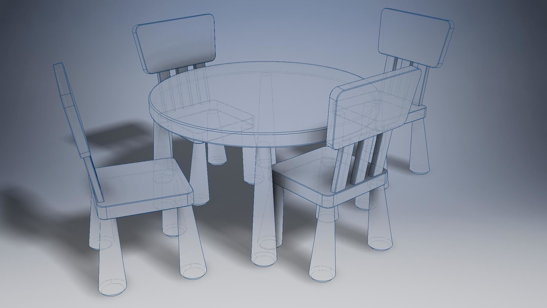 Child table with chairs 3D Model Collection_5