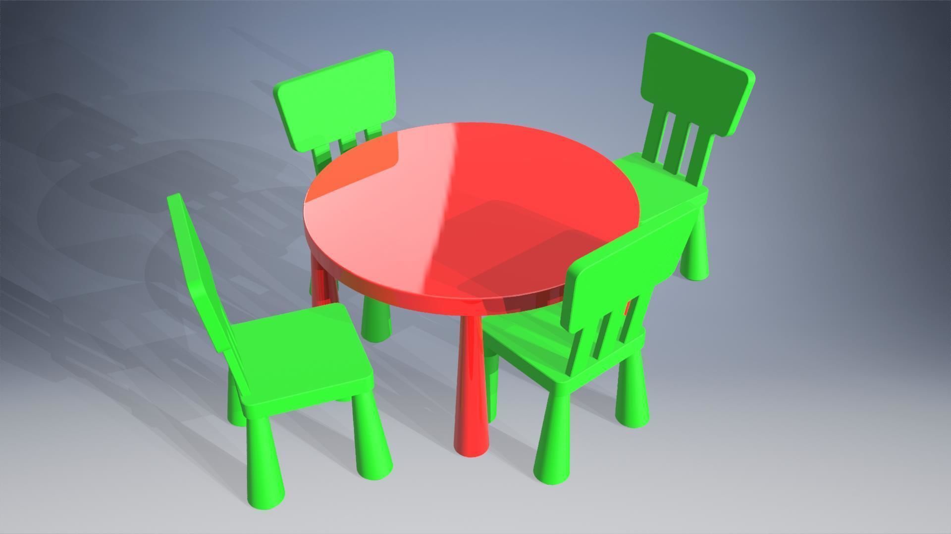 Child table with chairs 3D Model Collection_9