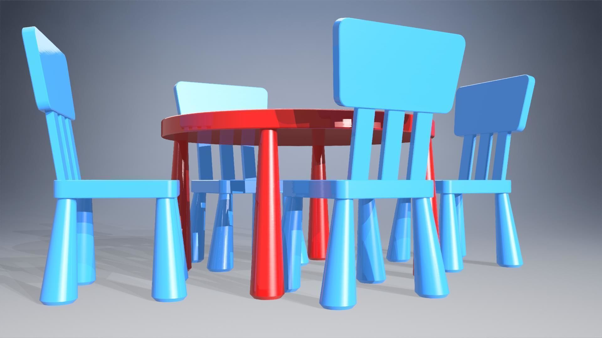 Child table with chairs 3D Model Collection_10