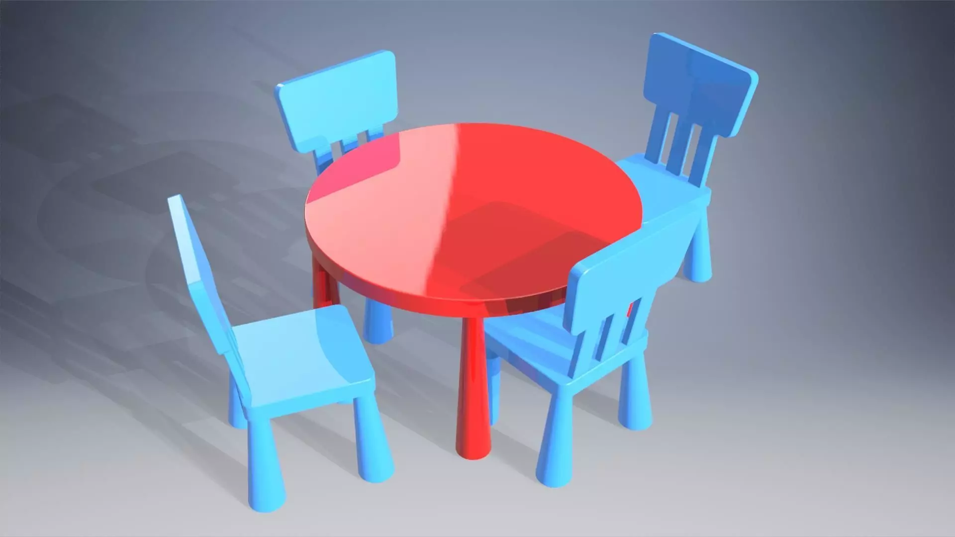 Child table with chairs 3D Model Collection_0