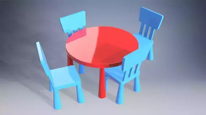 Child table with chairs 3D Model Collection Child table with chairs 3D Model Collection
