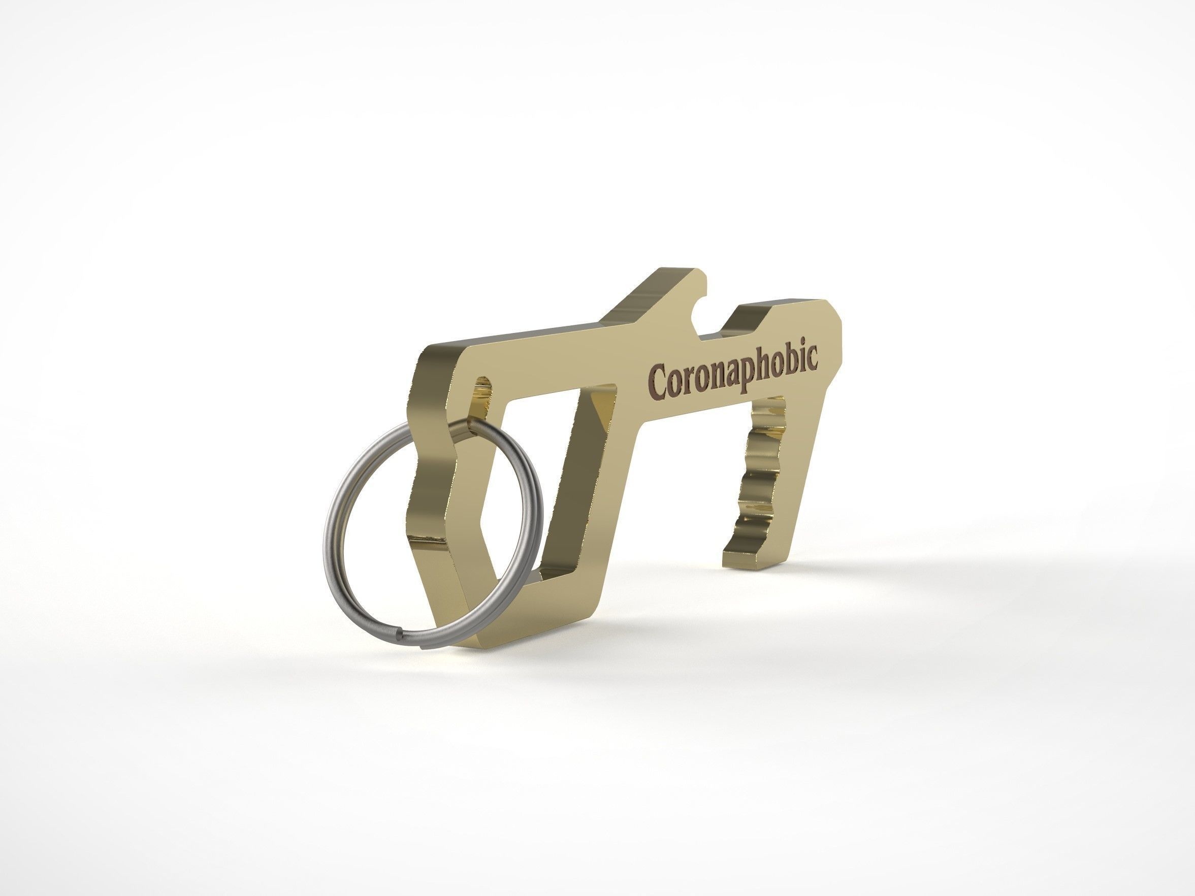 Touch Free Door Opener Bottle Opener Button Pusher Free 3D print model_3