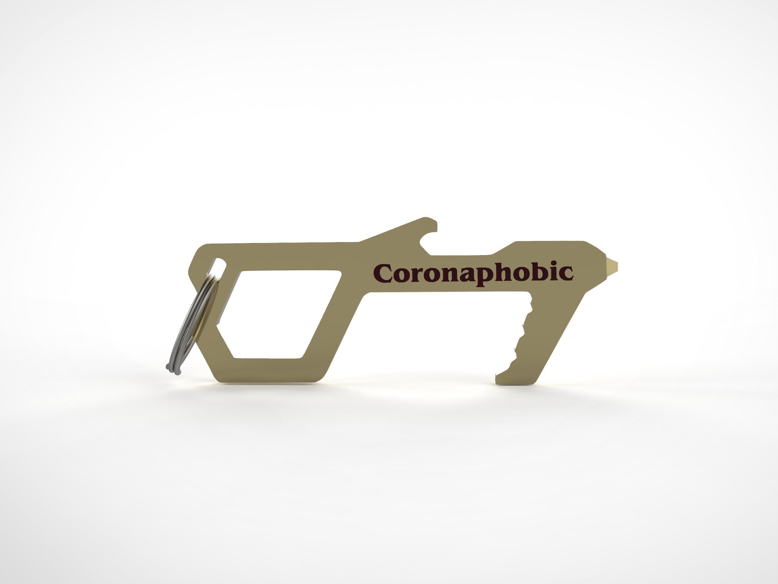 Touch Free Door Opener Bottle Opener Button Pusher Free 3D print model_1