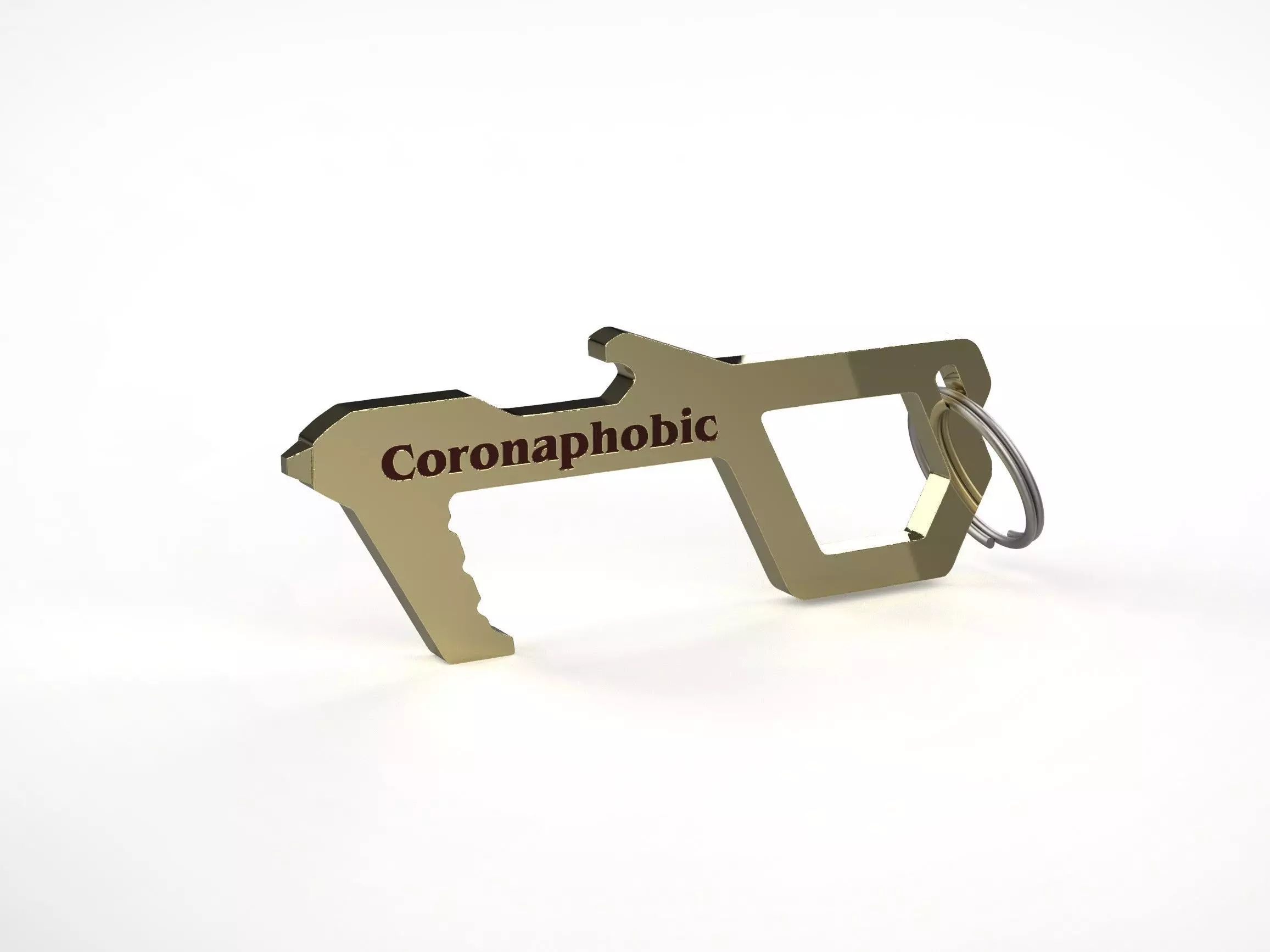 Touch Free Door Opener Bottle Opener Button Pusher Free 3D print model_0