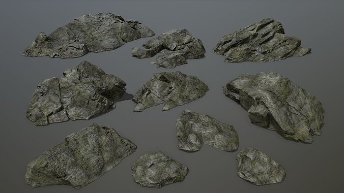 cliff rock set 4 Low-poly 3D model