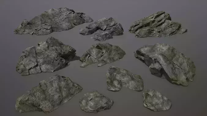 cliff rock set 4 Low-poly 3D model