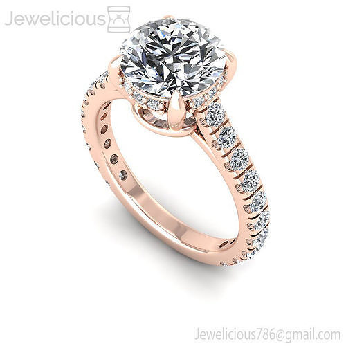 Jewelicious-965-Ring round diamond engagement ring in rose gold