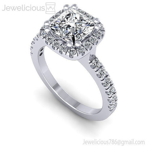 Jewelicious-926-Ring rose gold princess cut diamond halo engagement ring