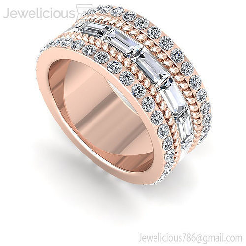 Jewelicious-913-Ring rose gold band with baguette diamonds