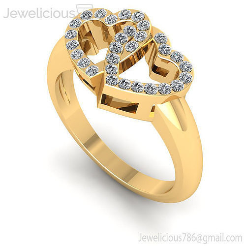 Jewelicious-909-Ring two hearts diamond ring
