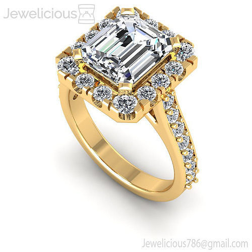 Jewelicious-901-Ring emerald cut diamond engagement ring gold