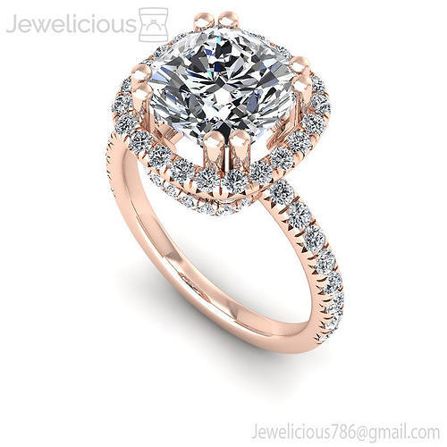 Jewelicious-887-Ring diamond halo engagement ring in rose gold