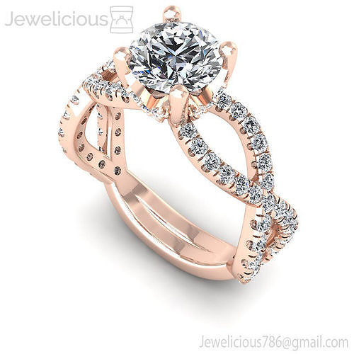 Jewelicious-883-Ring rose gold engagement ring set with diamonds