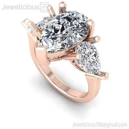 Jewelicious-836-RIng pear shaped diamond engagement ring in rose gold