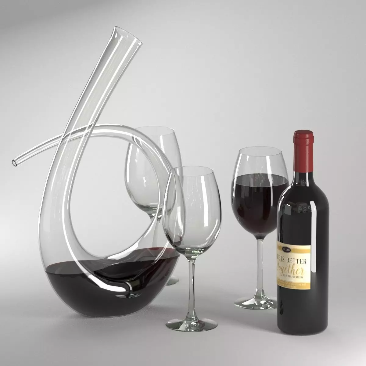 wine set 01 3D model